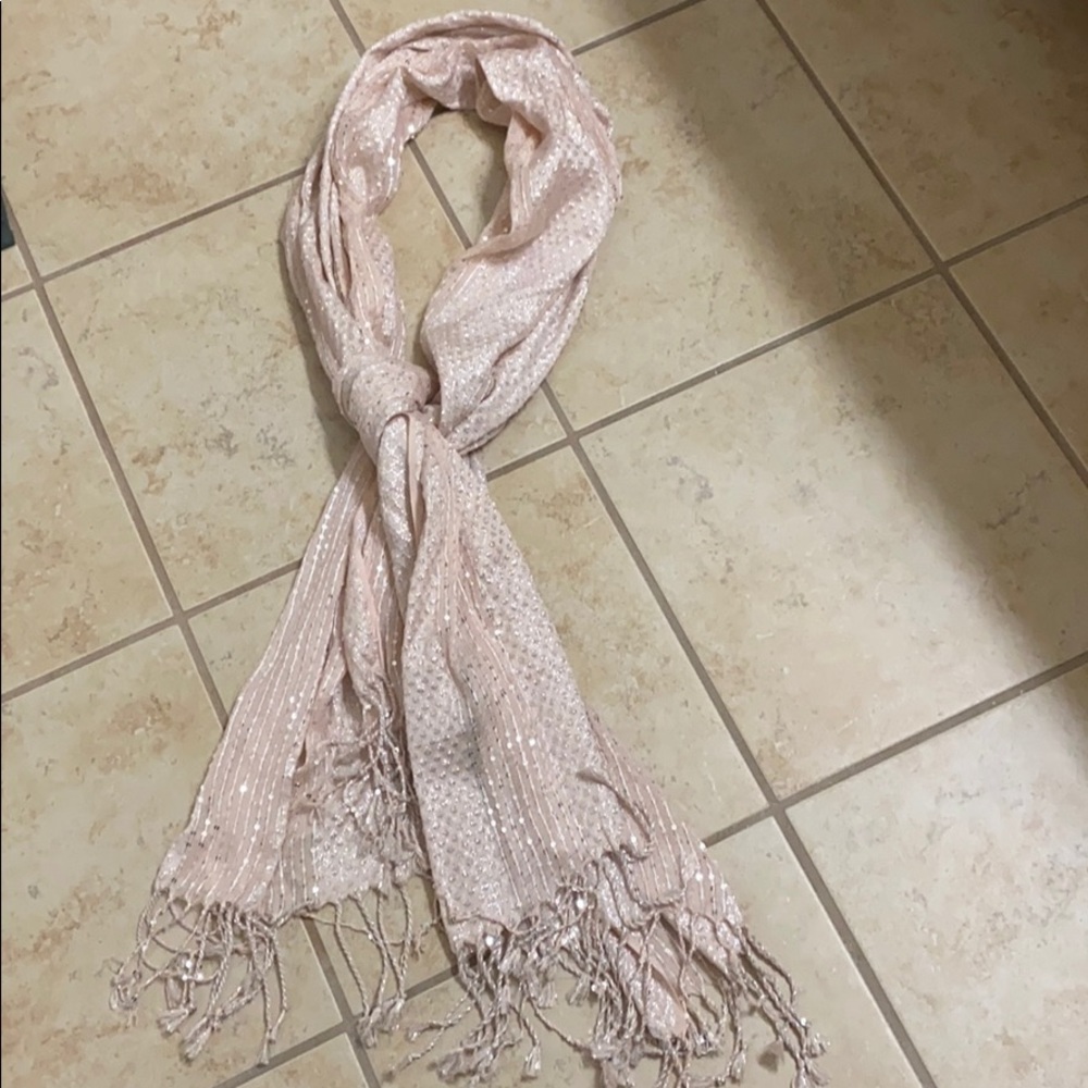 Pale pink scarf with silver sequin detail